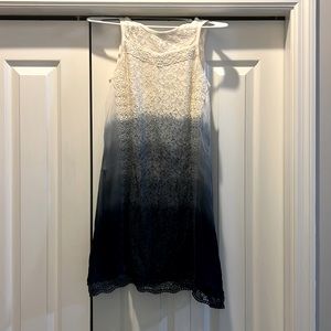 Tie dye ombré knee length dress- navy-cream-NWT